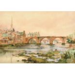 Frederick William Scarborough (1860-1939) British, A View of the Auld Brig of Ayr, watercolour,
