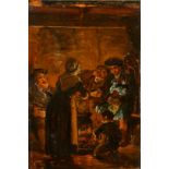 19th Century Scottish School, preparing for a feast, oil on panel, indistinctly signed, 7.25" x