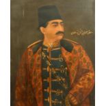 20th Century Persian School, A portrait of Massud Mirza, oil on canvas, signed in Arabic script, 25"