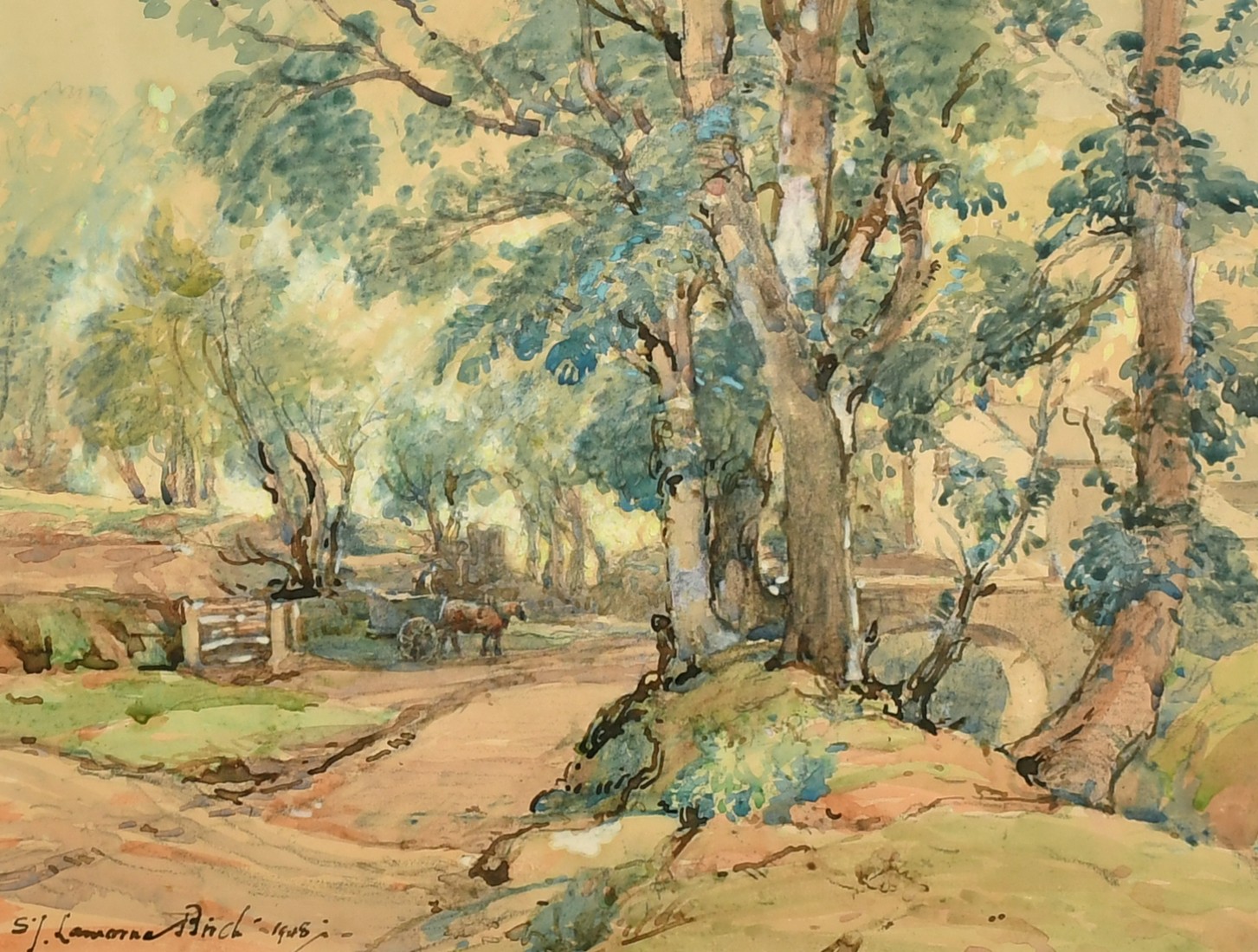 Samuel John Lamorna Birch (1869-1955) British, 'The Mill at Woodside, Perthshire', watercolour,