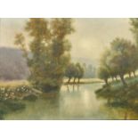 Chaussemier, 20th Century French School, a tranquil river landscape, oil on canvas, signed, 15" x