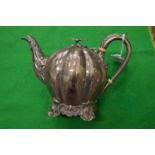 A good small silver melon shaped teapot.