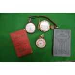 A gold plated hunter pocket watch and two others etc.