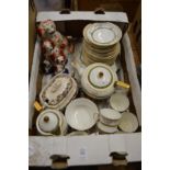 A part tea service, Staffordshire dogs, glassware etc.