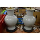 A pair of Chinese style crackle glaze lamp bases.