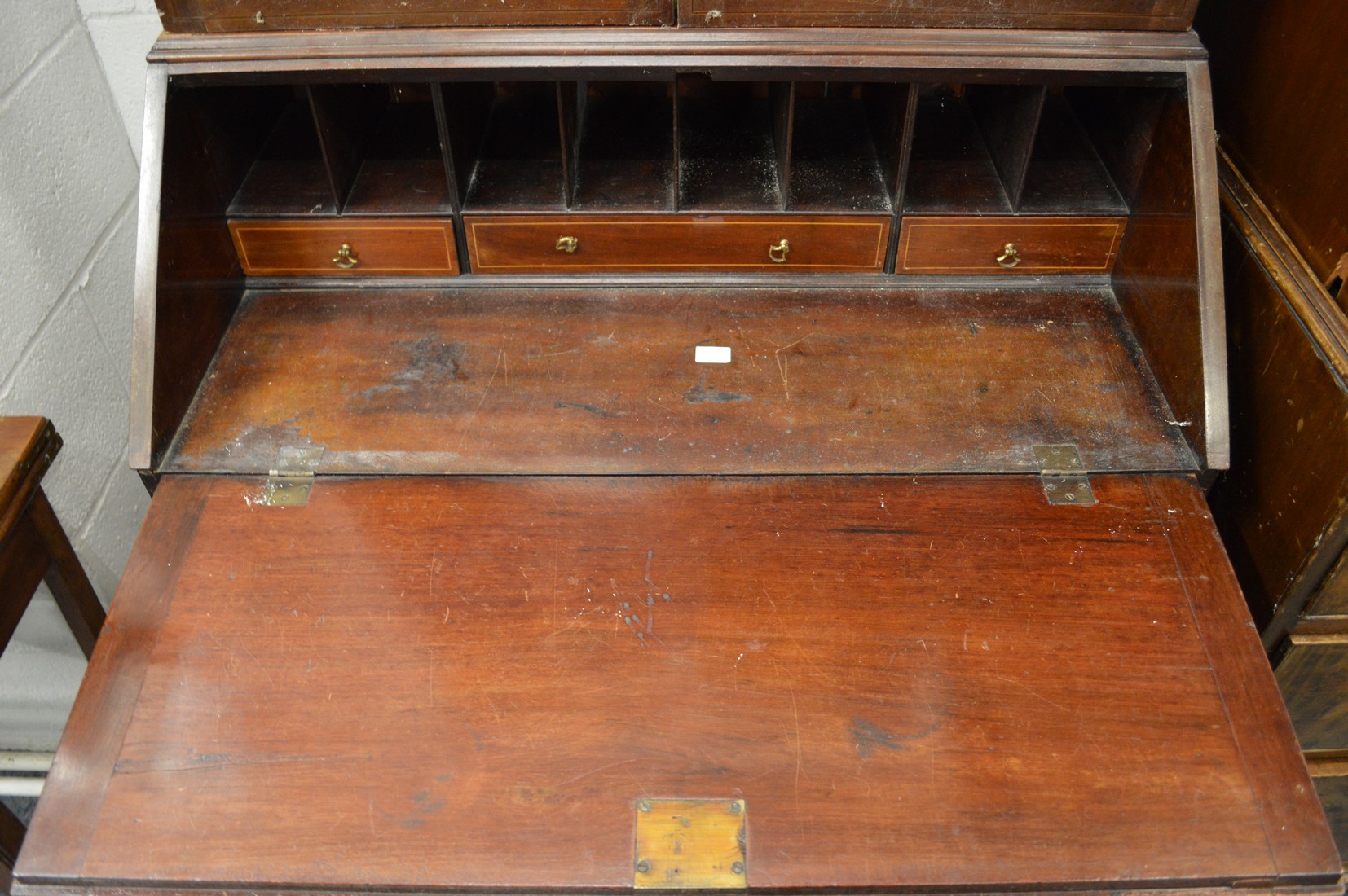 Georgian style mahogany bureau bookcase. - Image 2 of 2