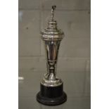 A silver trophy cup.