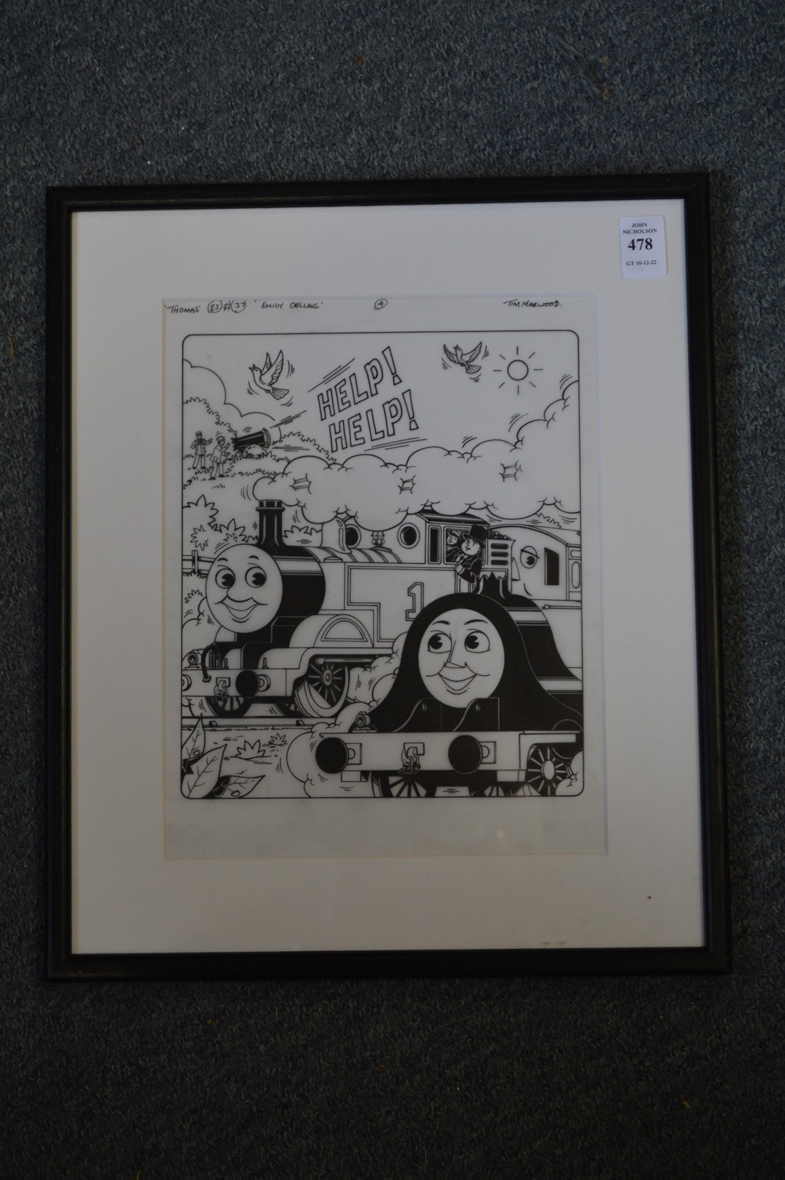 Tim Marwood, original artwork for Thomas the Tank Engine, framed and glazed.