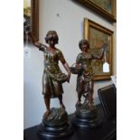 A good pair of patinated spelter figures.