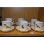 A set of six Hammersley cups and saucers decorated with Rowland Ward birds.