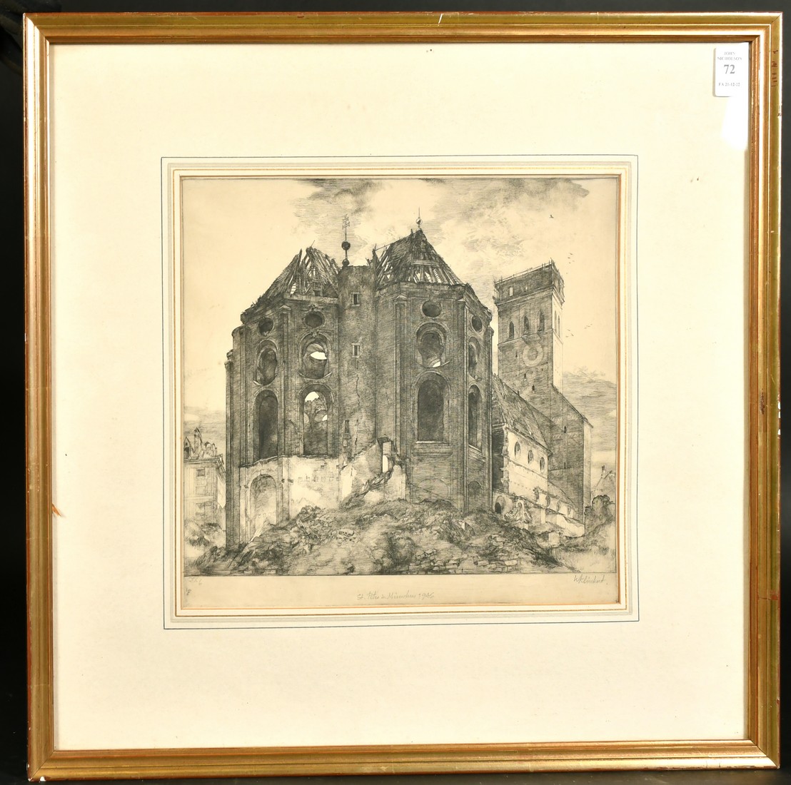 Walter Klinkert, 'St Peter in Munchen, 1946', signed, inscribed, and numbered in pencil, plate - Image 2 of 4