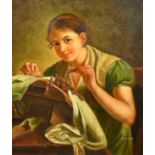 After Vasily Tropinin, 'The Lacemaker', 20th Century, oil on canvas, indistinctly signed, 23.75" x