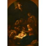 19th Century Continental School, the adoration of the shepherds, oil on canvas, with stamp and faint