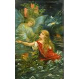 19th Century Continental School, a female figure in the arms of an angel surrounded by choppy water,