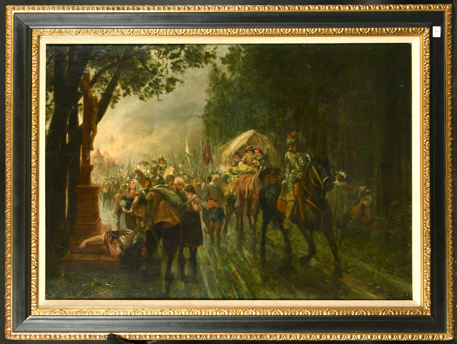 Ottmar Hendschel (1845-1921) German, soldiers exodus after the thirty years war, oil on canvas, - Image 2 of 4