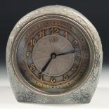 A RARE LALIQUE CIRCULAR GLASS CLOCK A T O, with 8.5cm dial with gilt numbers, the case with panels