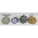 TWO 1914 - 1919 WAR MEDALS AND TWO BADGES (4).