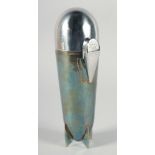 A ZEPPELIN SILVER PLATED COCKTAIL SHAKER. 9.5ins high.