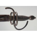 A SWEPT HILT RAPIER with double edge blade. Signed AUG SCHNEIDER, BERLIN, in a black leather