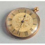 A LADIES 18CT ENGRAVED GOLD POCKET WATCH.