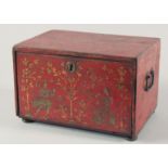A VERY FINE 17TH/18TH CENTURY MUGHAL INDIAN LACQUERED WOODEN TABLE CABINET, comprising eight