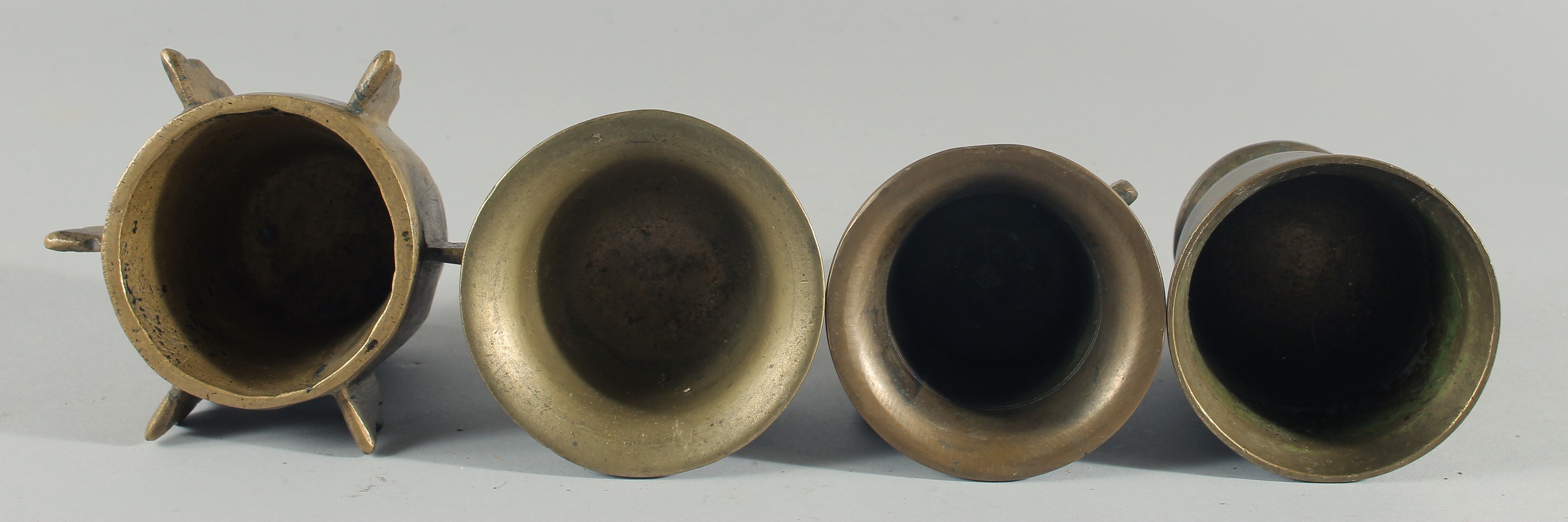 A COLLECTION OF FOUR BRONZE PESTLE AND MORTARS, (eight pieces). - Image 4 of 5