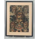 A FRAMED THANGKA DEPICTING PANJARNATA MAHAKALA: BUDDHIST PROTECTOR, framed and glazed, image 43cm