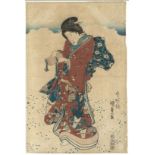 KUNISADA I UTAGAWA (1786-1865); EDO BEAUTIES, circa 1815-1842, three original Japanese woodblock