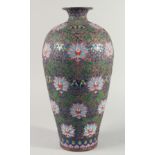 A VERY LARGE CHINESE CLOISONNE VASE, decorated with enamelled wirework floral motifs, (lacking