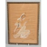 A PERSIAN PAINTING ON PAPER depicting a seated figure, framed and glazed, 28.5cm x 20.5cm overall.