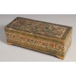 A VERY FINE 18TH/19TH CENTURY MUGHAL INDIAN LACQUERED WOODEN BOX, with hinged lid decorated with