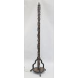 A 19TH/20TH CENTURY CHINESE CARVED HONGMU LANTERN STAND, 177cm high.