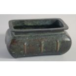 A CHINESE BRONZE RECTANGULAR CENSER, the base with character mark, 15cm long.