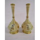 Pair of Royal Worcester blush ivory vases decorated with flowers