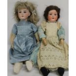 2 Armand Marseille bisque socket head dolls with straight limb ball jointed composition bodies,