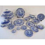 Spode Italian cake plate, soup tureen, 4 section plate, dip & crisp dishes, gravy boat etc (stand