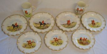 7 Royal Crown Derby hand painted & gilded cabinet plates (one badly repaired) signed CM Pell & 2