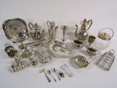 A collection of silver plate and EPNS to include coffee pot, teapot, butter dish with glass