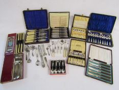 Collection of cutlery to include a set of 4 silver plate spoons,