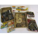 Large selection of army toys and models, matchbox Tiger Moth, Airfix Super marine spitfire etc