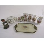 Collection of items to include Victoria decorated clock and vases, Christopher Holt '110 Robin on