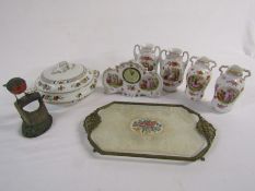 Collection of items to include Victoria decorated clock and vases, Christopher Holt '110 Robin on