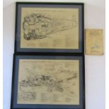 2 diagram prints - The De Havilland Goblin Turbo-Jet - The De Havilland Vampire F. MK.1 drawing by