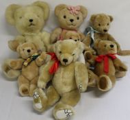 7 Merrythought teddy bears including "Millenium Bear", "It's a dodl", pyjama case & a limited