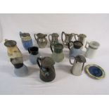 Collection of pewter lidded jugs and others