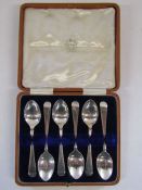 Cased set of 6 silver teaspoons W S Savage & Co 1909 Total Weight 3.44ozt