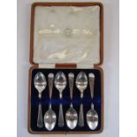 Cased set of 6 silver teaspoons W S Savage & Co 1909 Total Weight 3.44ozt