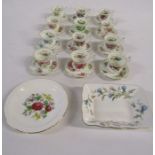 Royal Albert complete 1970's miniature 'Flower of the Month series' and 2 small pin dishes