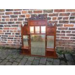 Large wooden late Victorian over mantle mirror approx. 107.5cm x 110cm