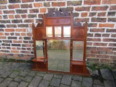 Large wooden late Victorian over mantle mirror approx. 107.5cm x 110cm
